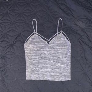 Ribbed heather-grey cami with strap detail SIZE M